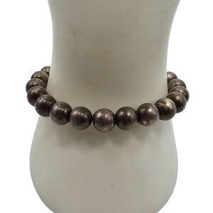 Vintage Sterling Silver Beaded Bracelet Lobster Clasp Closure 7.5 In Length 21gr